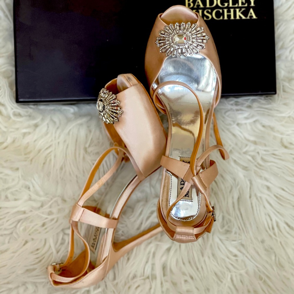 Badgley Mischka blush wedding satin sandals